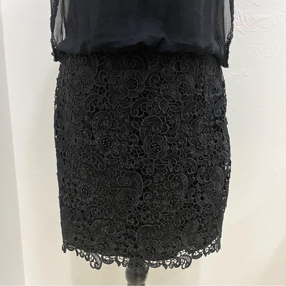 Aidan Mattox LBD Black Evening Cocktail Sequin Skirt Dress Size 6 - Picture 3 of 10